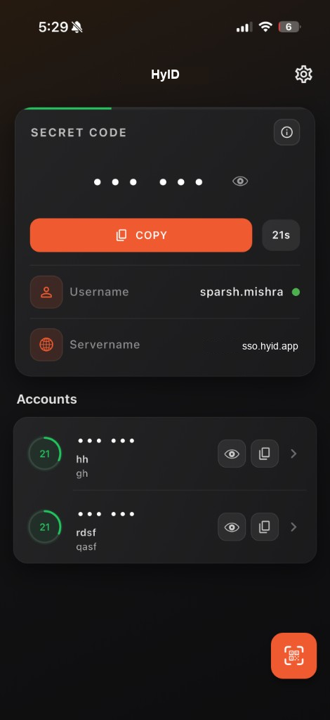 HyID secret code generator with linked accounts
